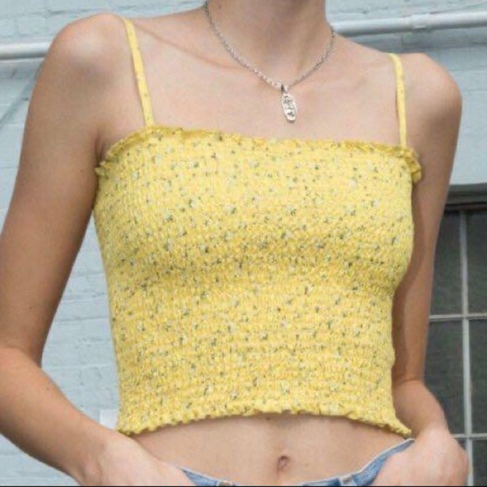 brandy melville yellow smocked tank